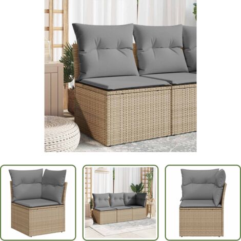 vidaXL Rattan PE -  Divano Angolare da Giardino con Cuscini Beige in Polyrattan