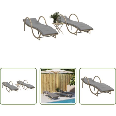 vidaXL Rattan PE -  Lettini Prendisole 2 pz con Tavolino Beige in Polyrattan