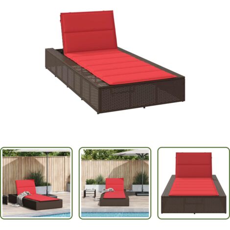 vidaXL Rattan PE -  Lettino Prendisole con Cuscino Galleggiante Marrone Polyrattan