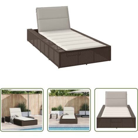 vidaXL Rattan PE -  Lettino Prendisole con Cuscino Galleggiante Marrone Polyrattan