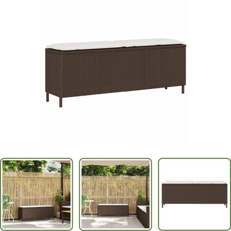 vidaXL Rattan PE -  Panca da Giardino con Cuscino Marrone 110x30x40,5 cm Polyrattan