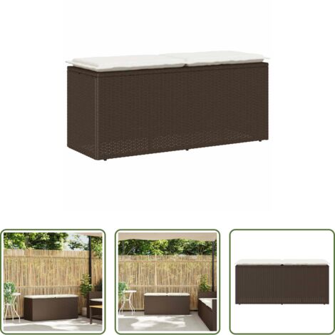 vidaXL Rattan PE -  Panca da Giardino con Cuscino Marrone 110x40x44cm in Polyrattan
