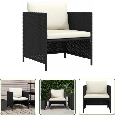 vidaXL Rattan PE -  Poltrona da Giardino con Cuscini in Polyrattan Nero