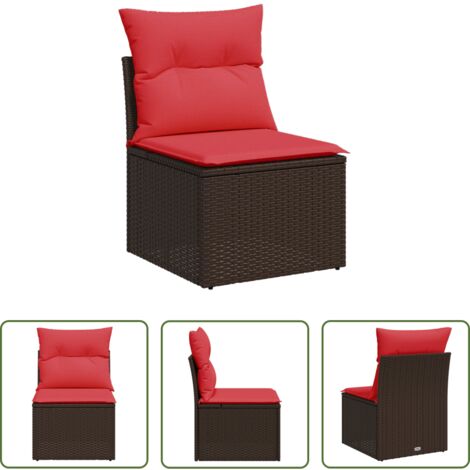 vidaXL Rattan PE -  Sedia da giardino senza braccioli con cuscini marrone in polyrattan