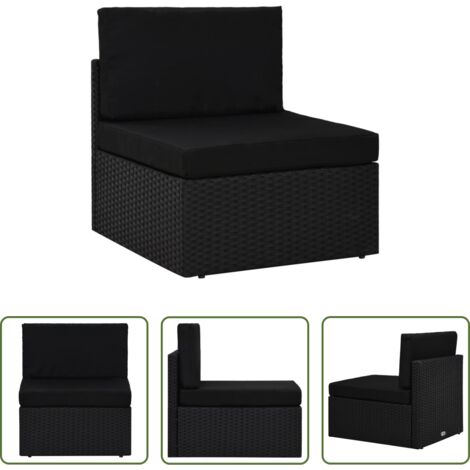 vidaXL Rattan PE -  Seduta Centrale Modulare in Polyrattan Nero