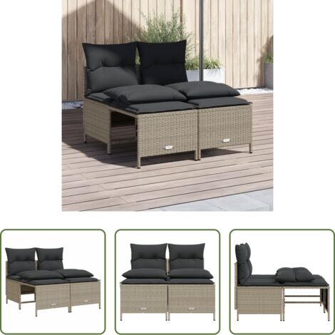 vidaXL Rattan PE -  Set Divano da Giardino 4pz con Cuscini Grigio Chiaro Polyrattan