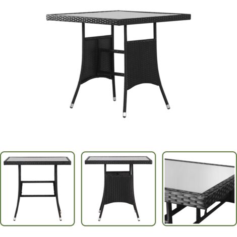 vidaXL Rattan PE -  Tavolo da Giardino Nero 80x80x74 cm in Polyrattan