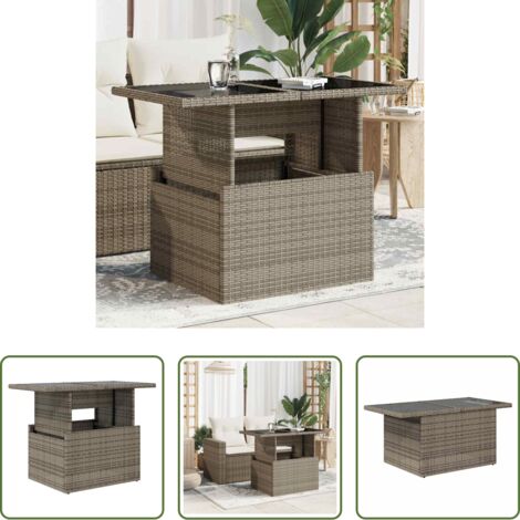 vidaXL Rattan PE -  Tavolo da Giardino Piano in Vetro Grigio 100x55x73cm Polyrattan