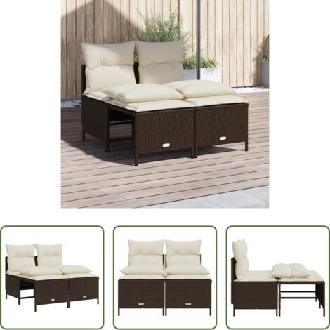 vidaXL Rattan -  Set Divano da Giardino 4 pz con Cuscini Marrone in Polyrattan
