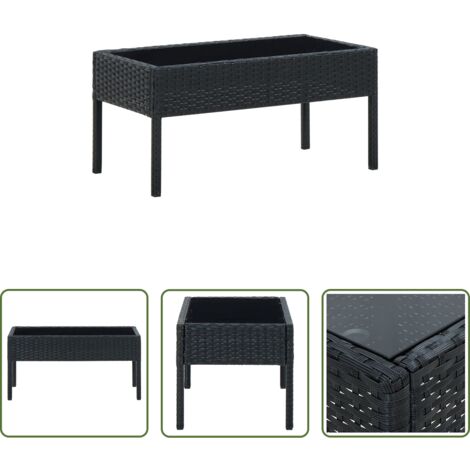 vidaXL Rattan -  Tavolo da Giardino Nero 75x40x37 cm in Polyrattan
