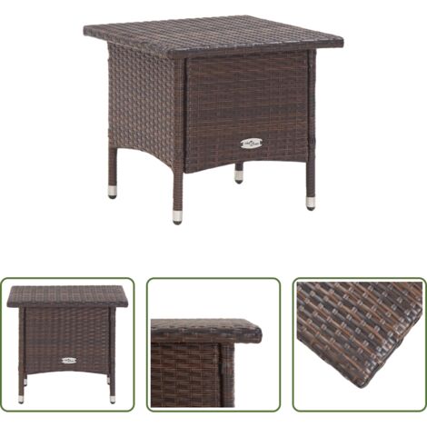 vidaXL Rattantisch -  Beistelltisch Braun 50x50x47 cm Poly Rattan