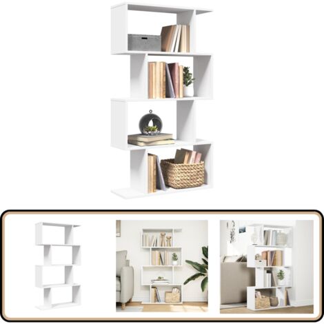 vidaXL Raumteiler-Bücherregal 4 Böden Weiß 70x24x129 cm Holzwerkstoff