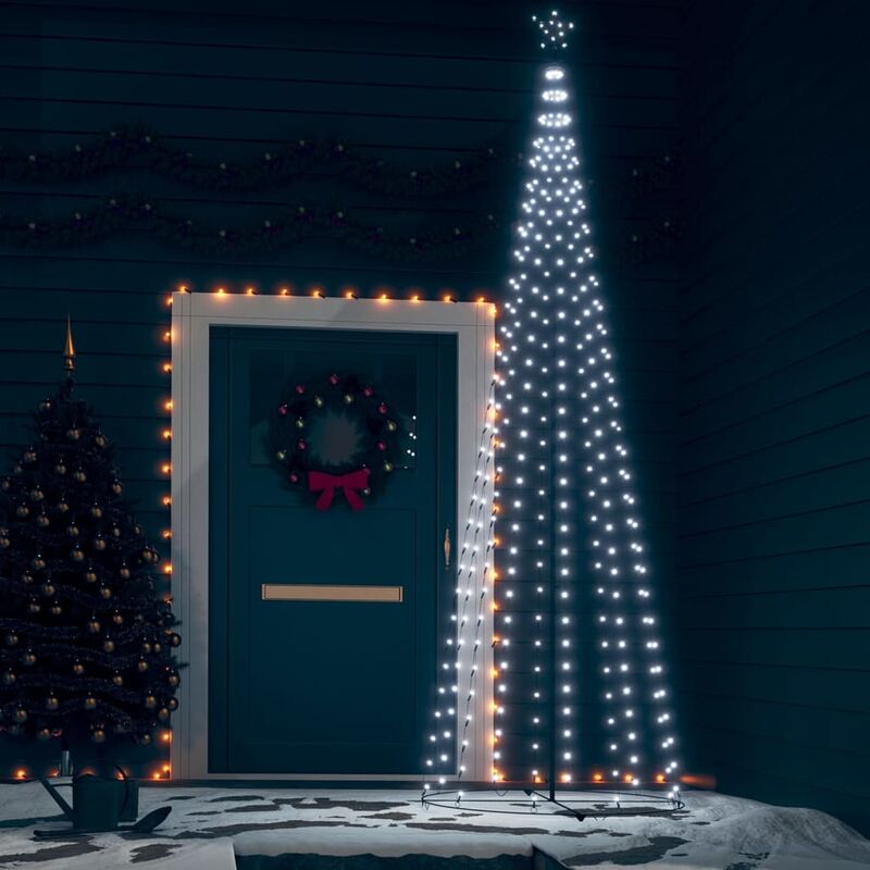 

Árbol cono de Navidad 330 LED blanco frío decoración 100x300 cm - Blanco - Vidaxl