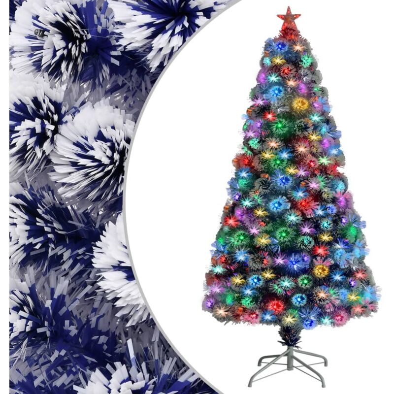 

Árbol de Navidad artificial LED fibra óptica blanco azul 120 cm - Vidaxl