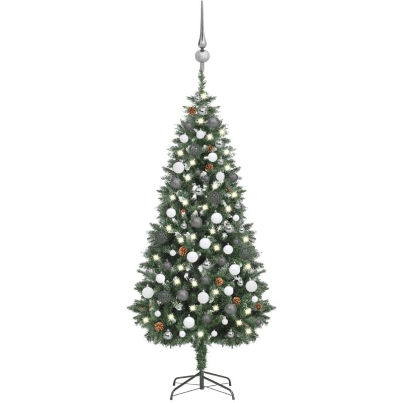

Árbol de Navidad artificial con LED bolas y piñas 180 cm - Vidaxl