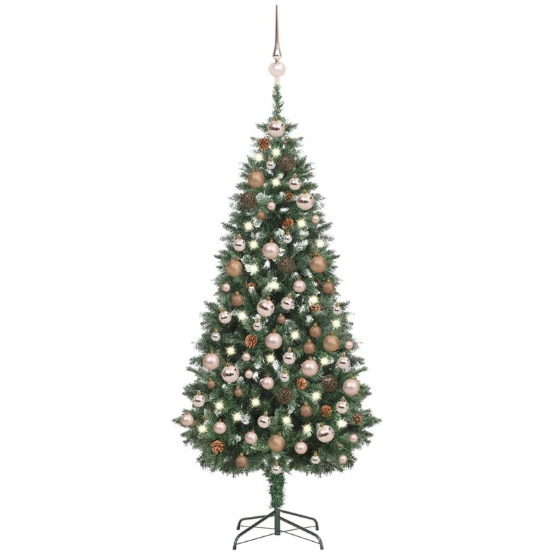 

Árbol de Navidad artificial con LED, bolas y piñas 180 cm - Vidaxl