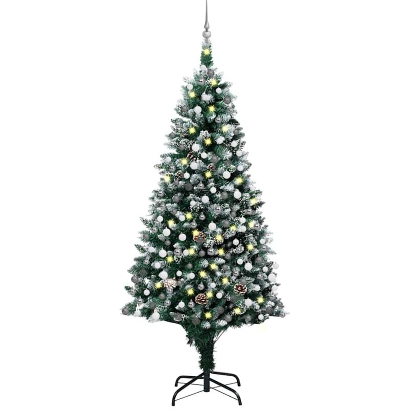 

Árbol de Navidad artificial con LED, bolas y piñas 210 cm - Vidaxl