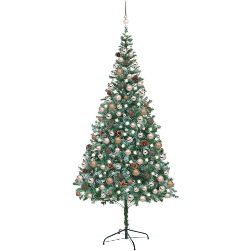 

Árbol de Navidad artificial con LED, bolas y piñas 210 cm - Vidaxl