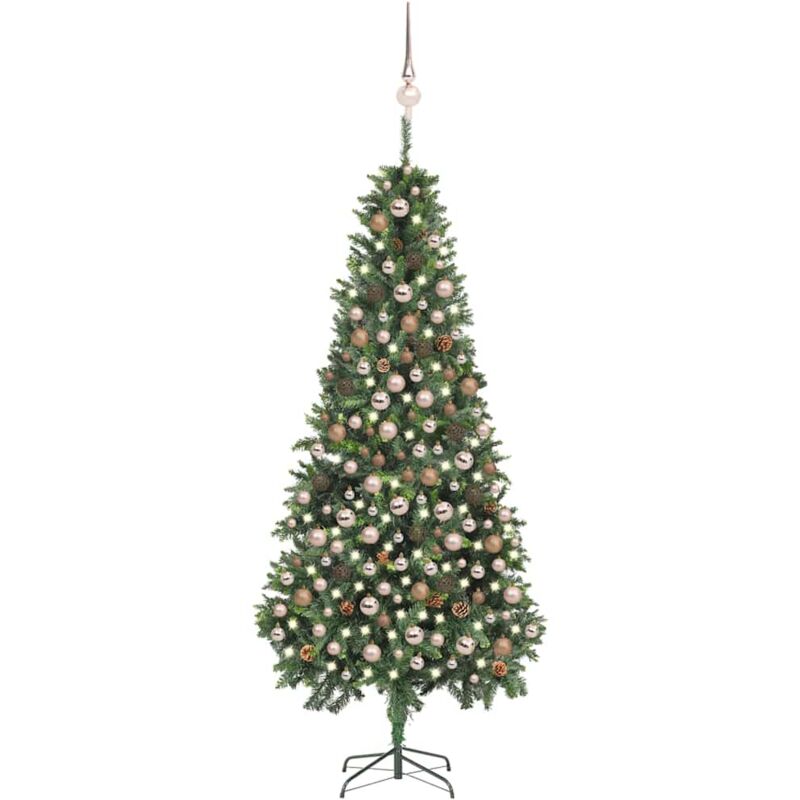 

Árbol de Navidad artificial con LED, bolas y piñas 210 cm - Vidaxl