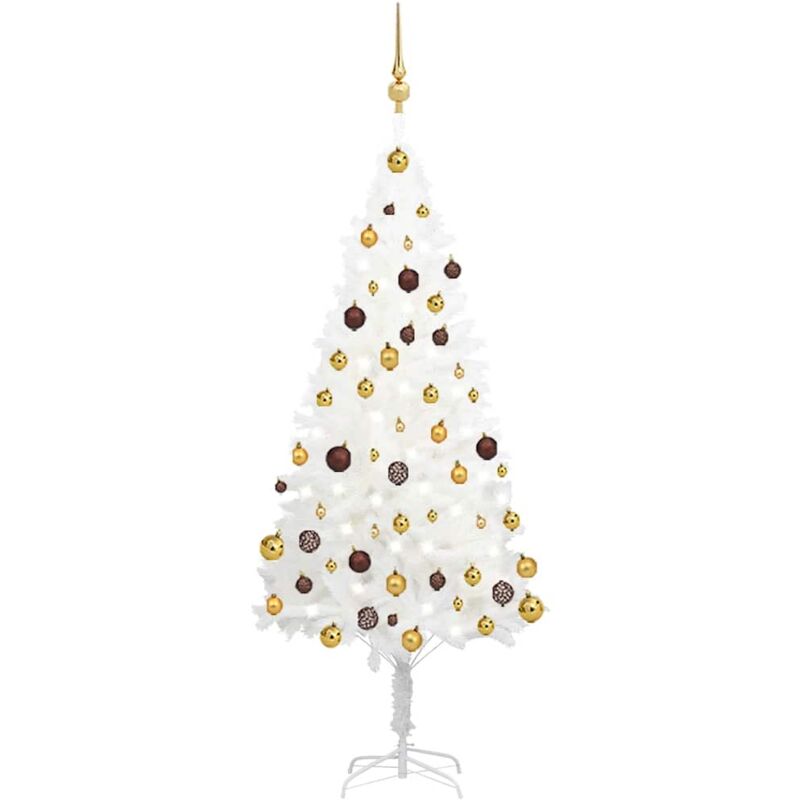 

Árbol de Navidad artificial con LED y bolas blanco 150 cm - Vidaxl
