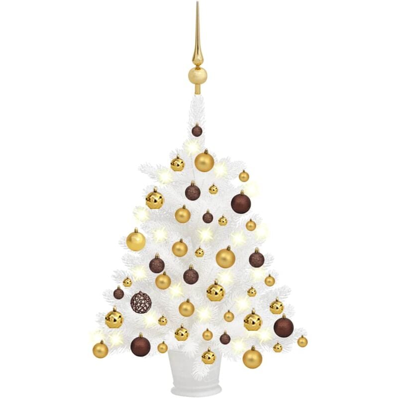 

Árbol de Navidad artificial con LED y bolas blanco 65 cm - Vidaxl