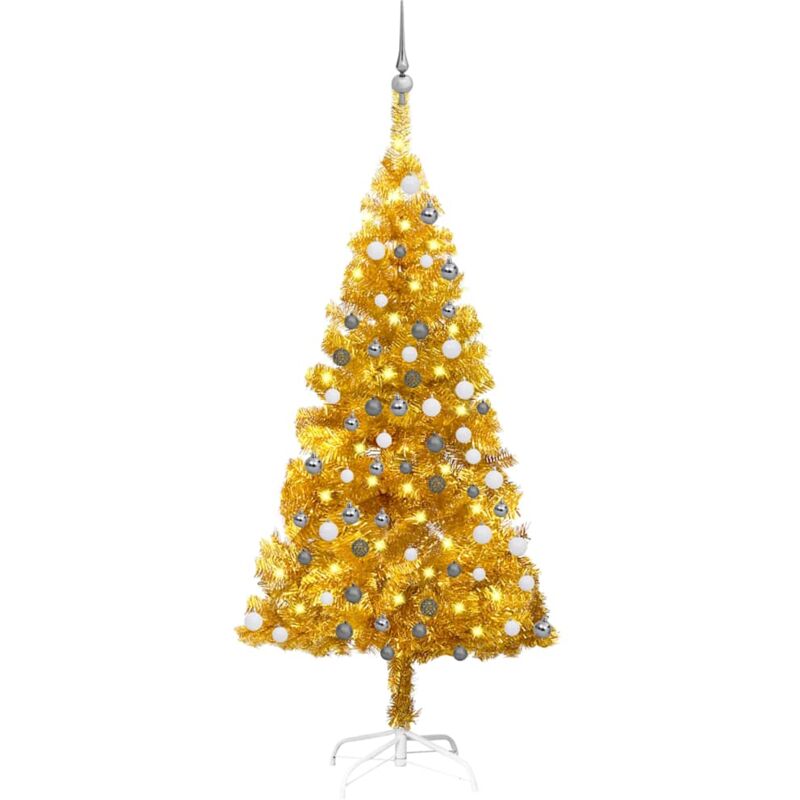 

Árbol de Navidad artificial con LED y bolas dorado PET 150 cm - Vidaxl