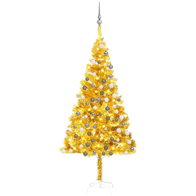 

Árbol de Navidad artificial con LED y bolas dorado PET 180 cm - Vidaxl