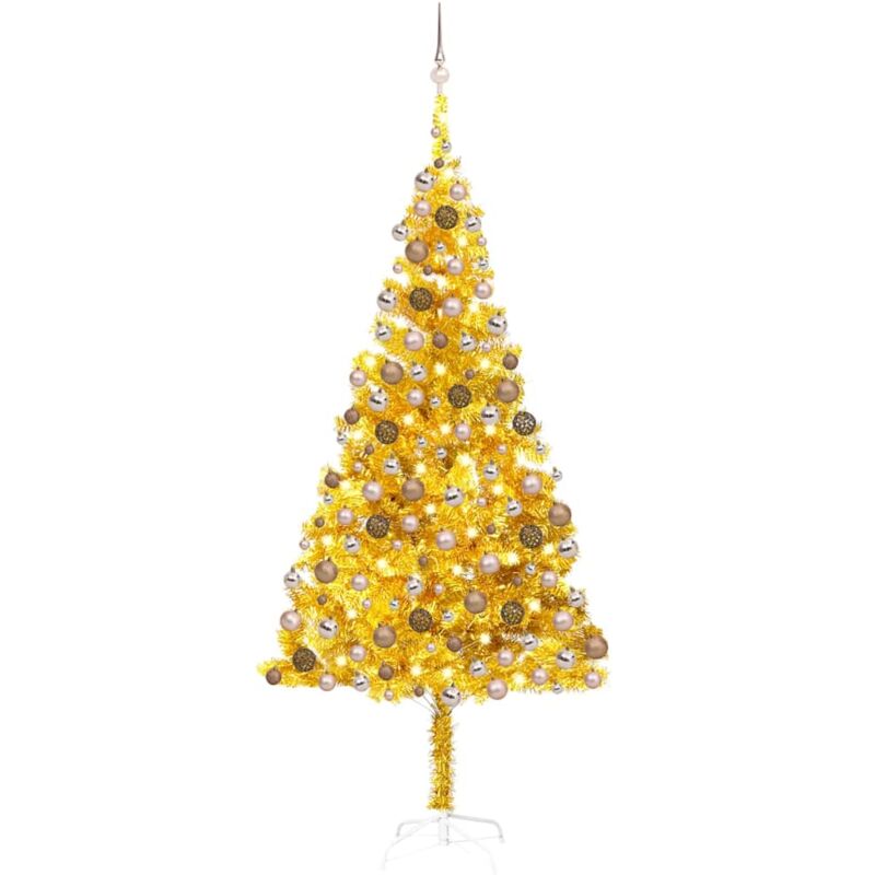 

Árbol de Navidad artificial con LED y bolas dorado PET 210 cm - Vidaxl