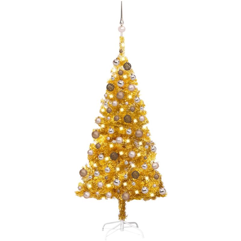 

Árbol de Navidad artificial con LED y bolas PET dorado 120 cm - Vidaxl
