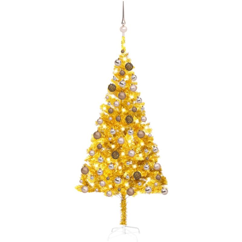 

Árbol de Navidad artificial con LED y bolas PET dorado 180 cm - Vidaxl