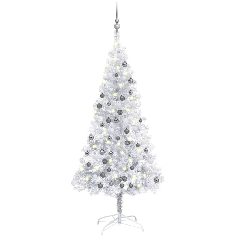 

Árbol de Navidad artificial con LED y bolas plateado PET 120 cm - Vidaxl