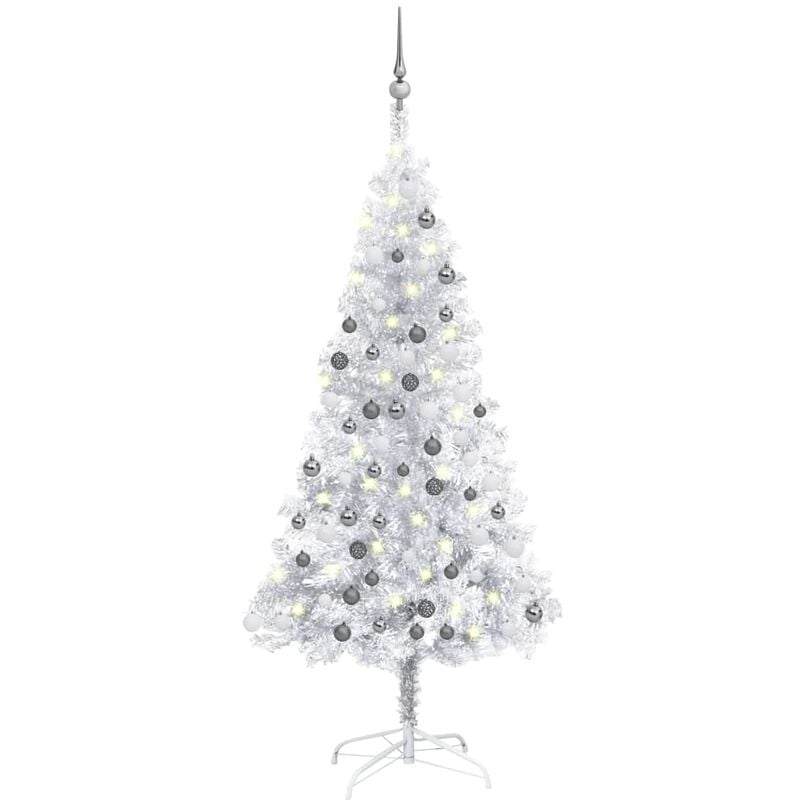

Árbol de Navidad artificial con LED y bolas plateado PET 150 cm - Vidaxl