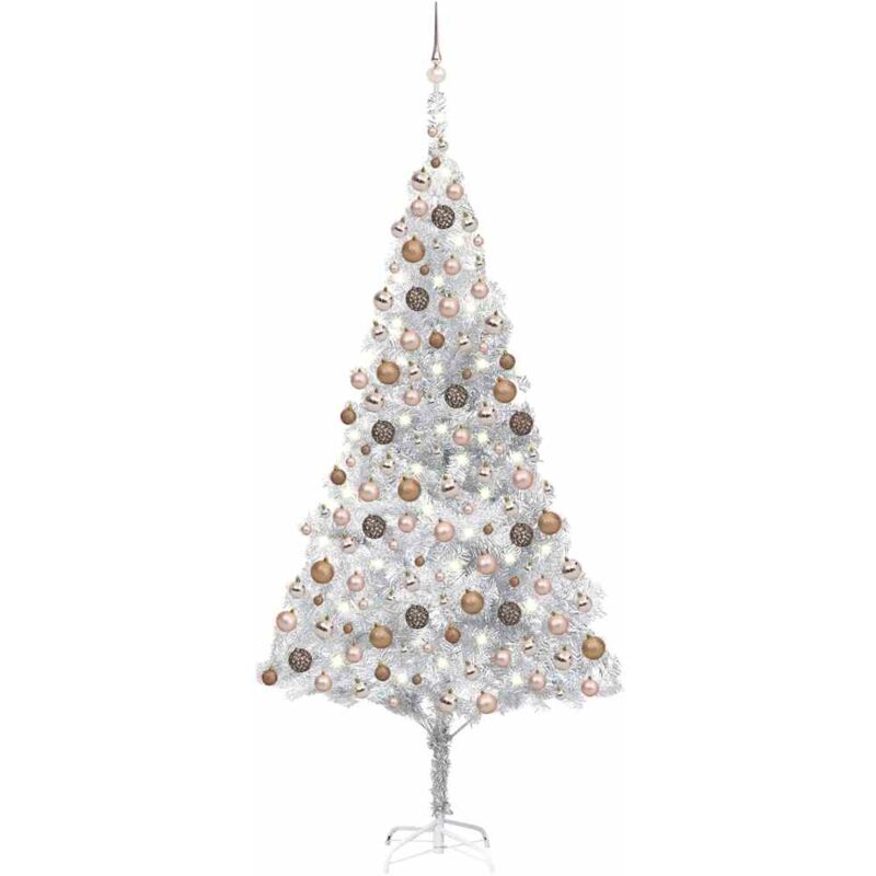

Árbol de Navidad artificial con LED y bolas plateado PET 240 cm - Vidaxl