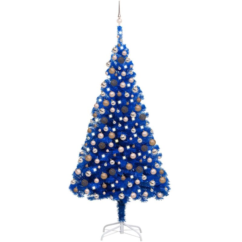 

Árbol de Navidad artificial con LED y bolas PVC azul 240 cm - Vidaxl