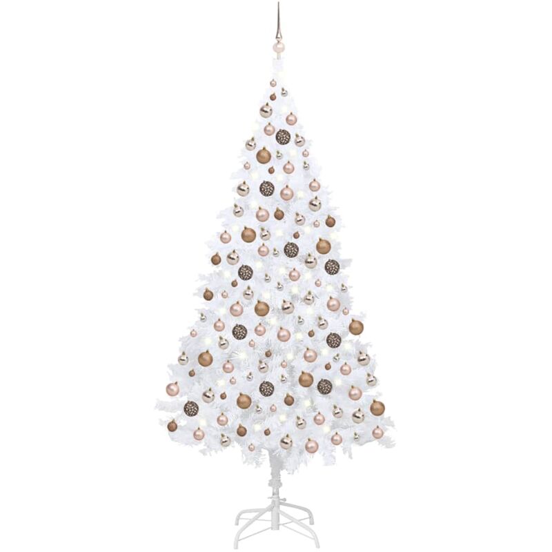 

Árbol de Navidad artificial con LED y bolas PVC blanco 210 cm - Vidaxl