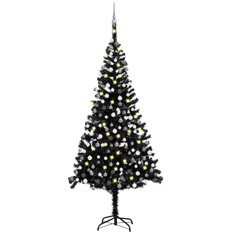 

Árbol de Navidad artificial con LED y bolas PVC negro 240 cm - Vidaxl