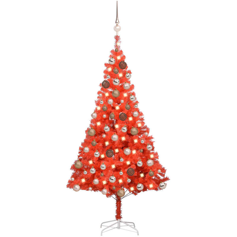 

Árbol de Navidad artificial con LED y bolas PVC rojo 180 cm - Vidaxl