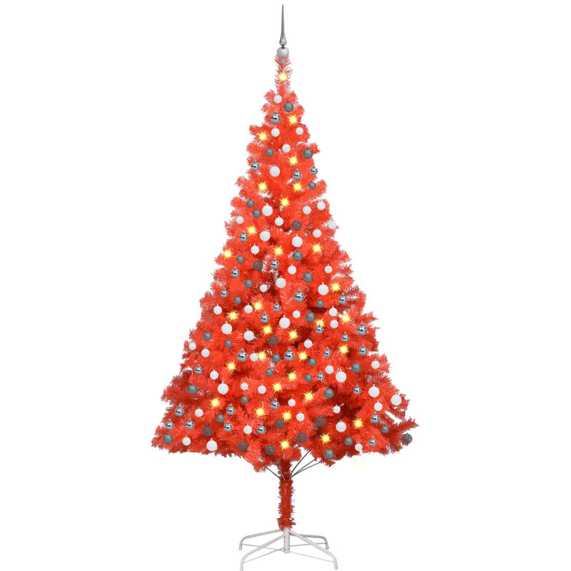 

Árbol de Navidad artificial con LED y bolas PVC rojo 240 cm - Vidaxl