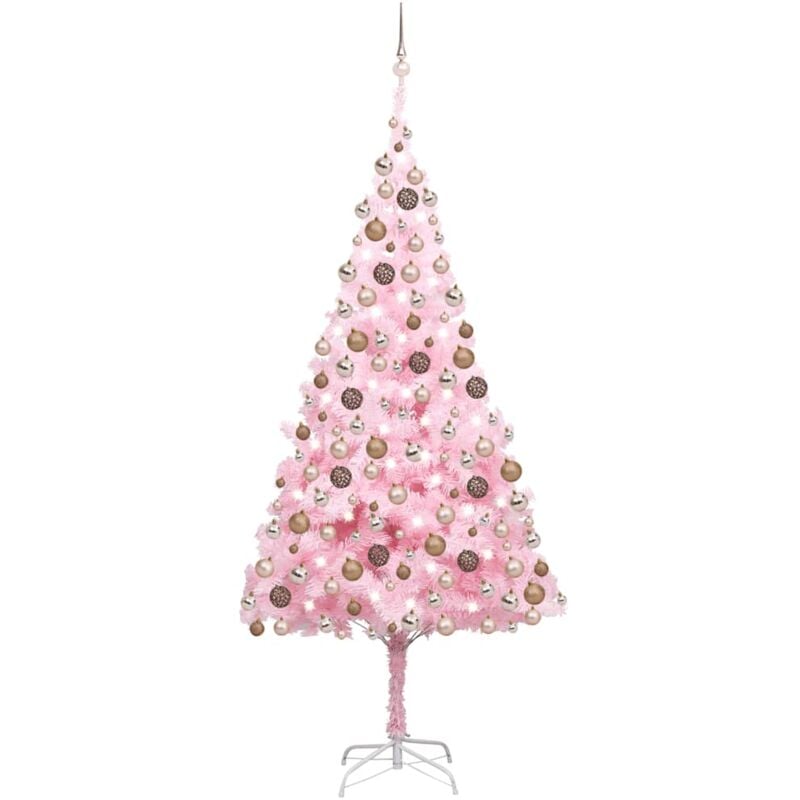 

Árbol de Navidad artificial con LED y bolas PVC rosa 120 cm - Vidaxl