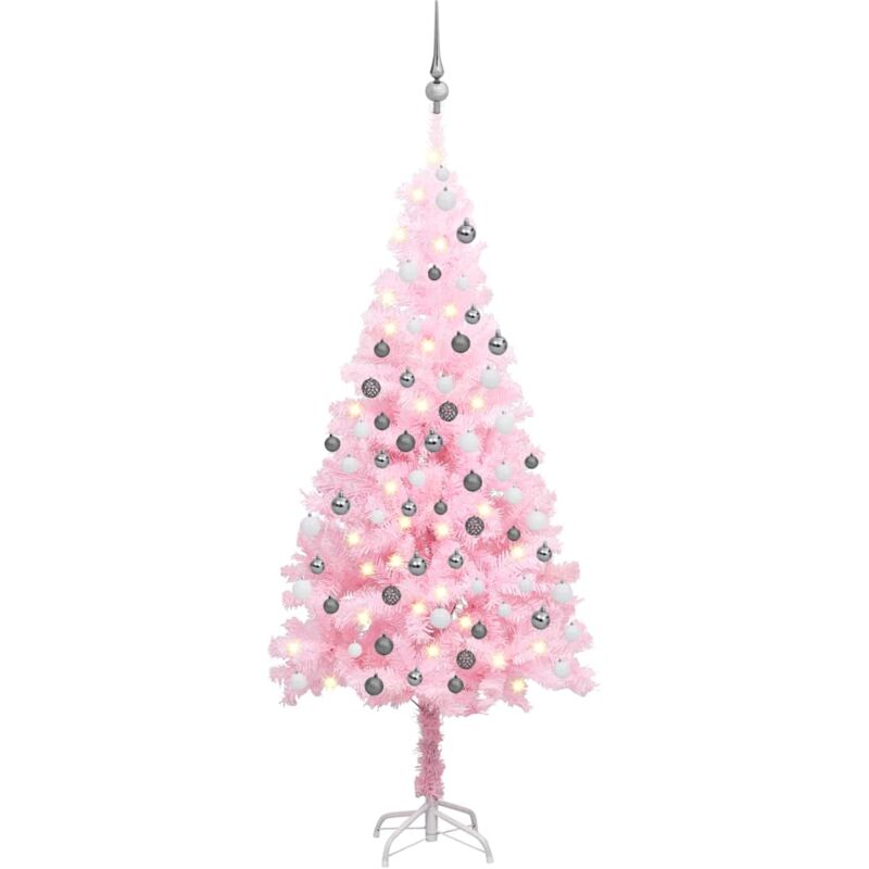 

vidaXL Árbol de Navidad artificial con LED y bolas PVC rosa 180 cm