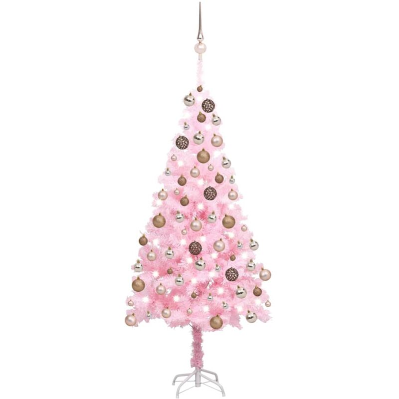 

Árbol de Navidad artificial con LED y bolas PVC rosa 180 cm - Vidaxl