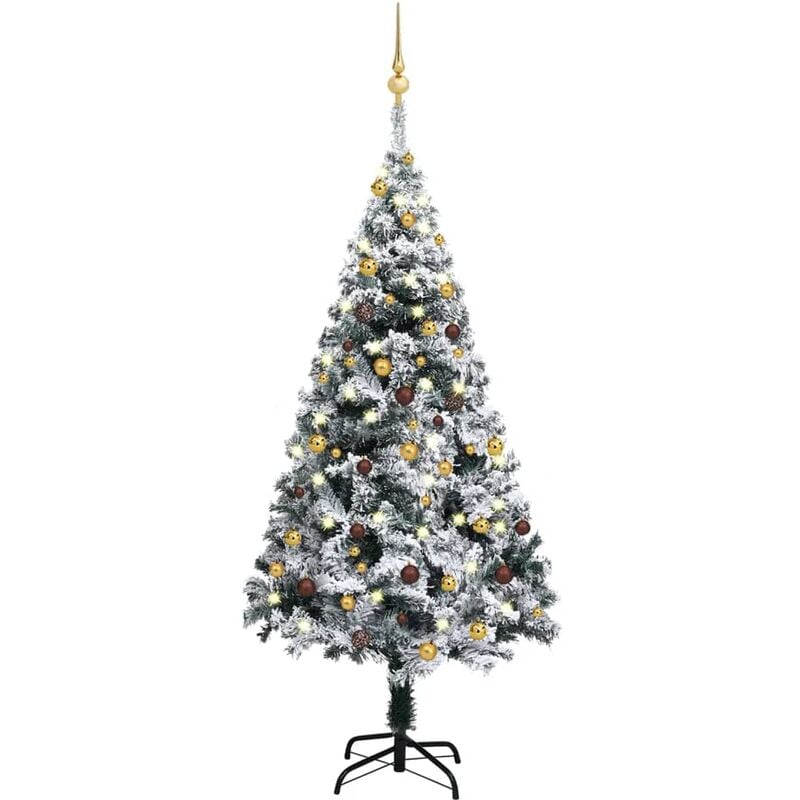 

Árbol de Navidad artificial con LED y bolas PVC verde 150 cm - Vidaxl