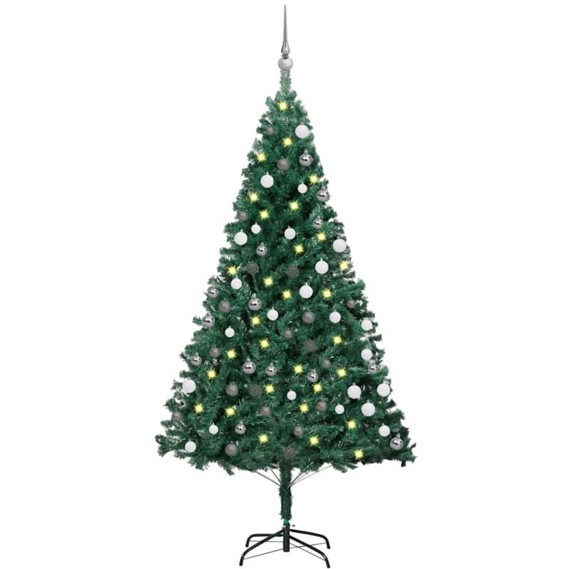 

Árbol de Navidad artificial con LED y bolas PVC verde 180 cm - Vidaxl