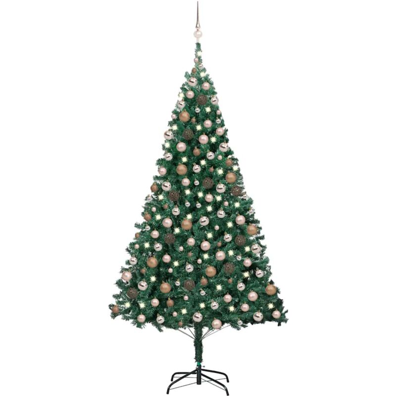 

Árbol de Navidad artificial con LED y bolas PVC verde 210 cm - Vidaxl