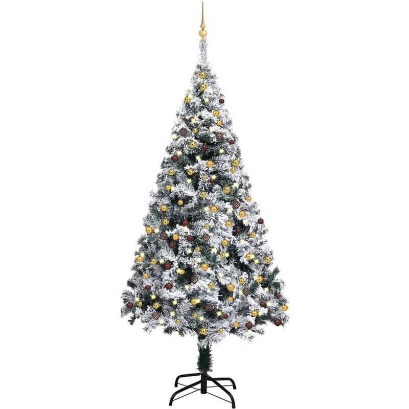 

Árbol de Navidad artificial con LED y bolas PVC verde 210 cm - Vidaxl