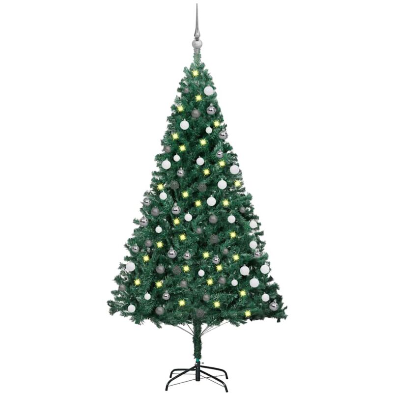 

Árbol de Navidad artificial con LED y bolas verde 150 cm - Vidaxl