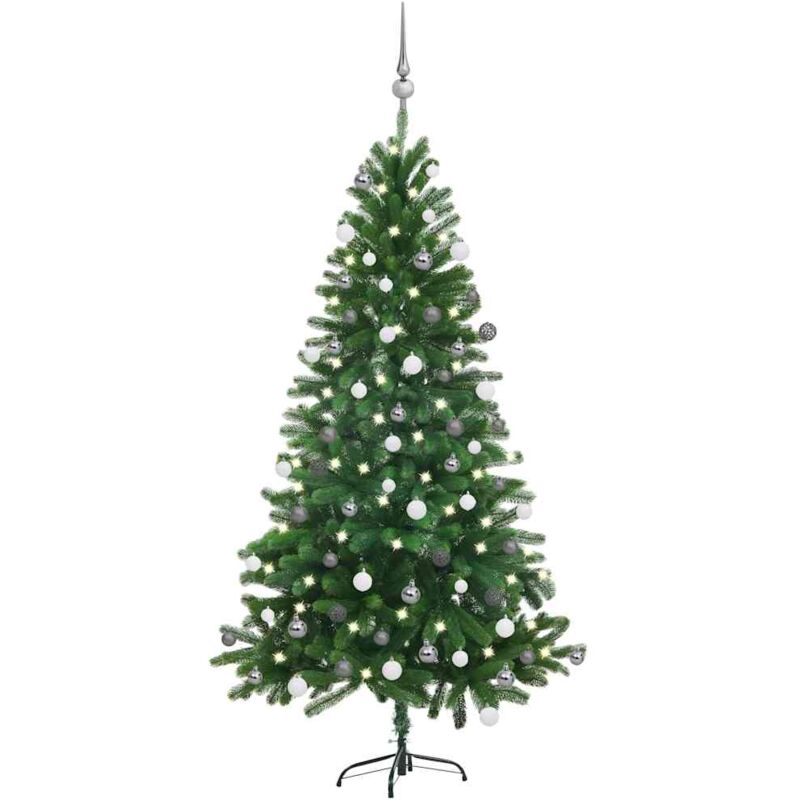 

Árbol de Navidad artificial con LED y bolas verde 150 cm - Vidaxl