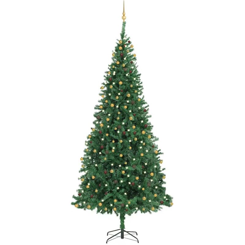 

vidaXL Árbol de Navidad artificial con LED y bolas verde 300 cm
