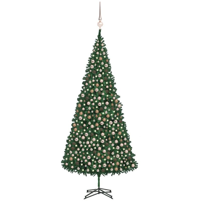 

vidaXL Árbol de Navidad artificial con LED y bolas verde 500 cm