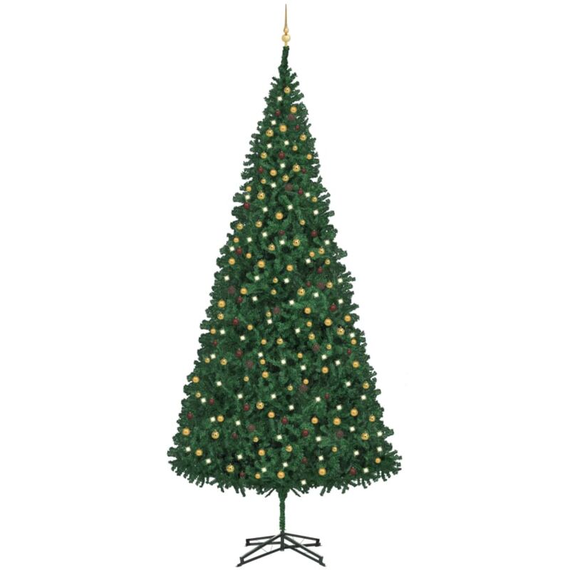 

Vidaxl - Árbol de Navidad artificial con LED y bolas verde 500 cm